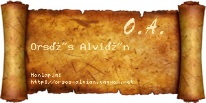Orsós Alvián névjegykártya